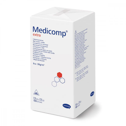 Bild von Medicomp Extra Vlieskomp.Unsteril 7,5x7,5 Cm 6fach (100 stk)