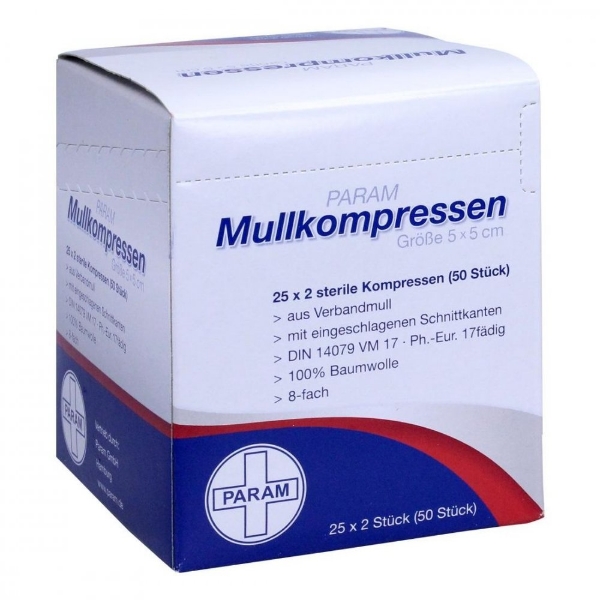 Bild von Mullkompressen 5x5 Cm Steril 8fach (25x2 stk)